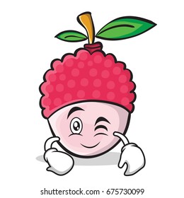 Wink face lychee cartoon character style