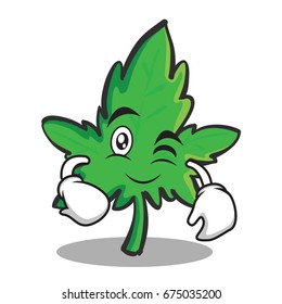 Wink face marijuana character cartoon