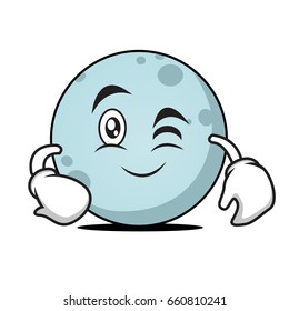 Wink face moon cartoon character vector illustration