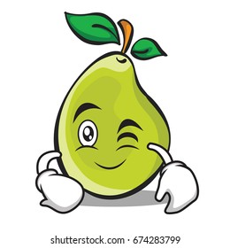 Wink face pear character cartoon
