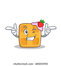 Wink face waffle character cartoon design