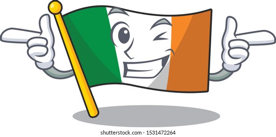 Wink flag ireland hoisted above cartoon pole