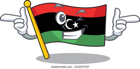 Wink flag libya cartoon isolated the mascot