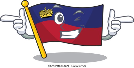 Wink flag liechtenstein hoisted above cartoon pole