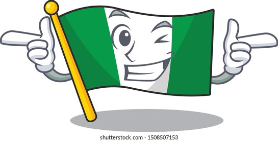 Wink flag nigeria isolated in the character