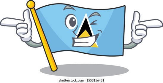 wink flag saint lucia with character shape