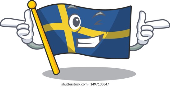 Wink flag sweden isolated in the cartoon