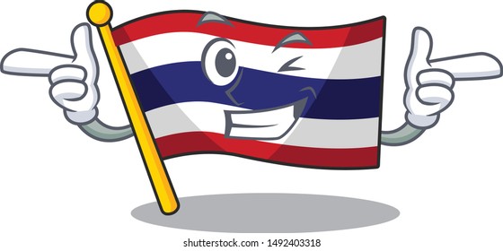 Wink flag thailand isolated with the character