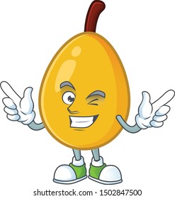 Wink fresh loquat cute cartoon character style.