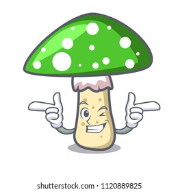 Wink green amanita mushroom character cartoon