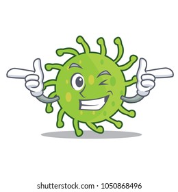 Wink green bacteria character cartoon