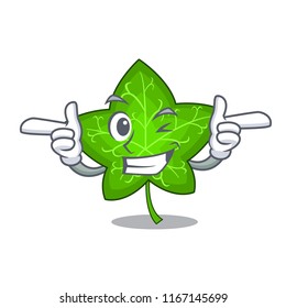 Wink green ivy leaf on character cartoon