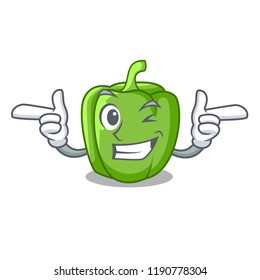 Wink green peppers on the table cartoon
