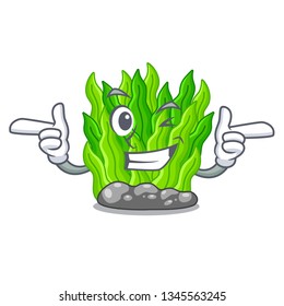 Wink green seaweed isolated with the character