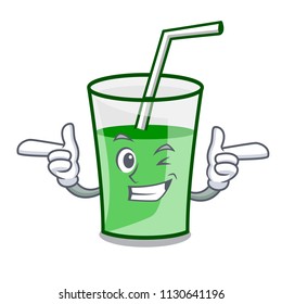 Wink green smoothie character cartoon vector illustration