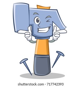 Wink hammer character cartoon emoticon