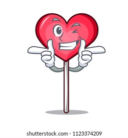 Wink heart lollipop character cartoon