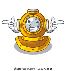 Wink helmet diving isolated in the cartoon
