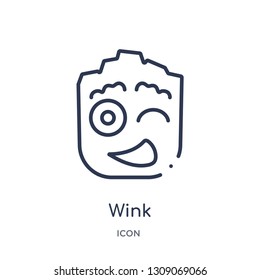 wink icon from smiles outline collection. Thin line wink icon isolated on white background.