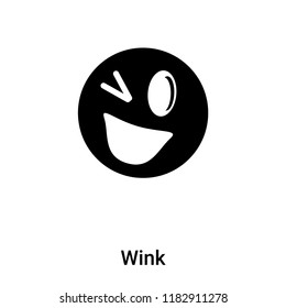 Wink icon vector isolated on white background, logo concept of Wink sign on transparent background, filled black symbol