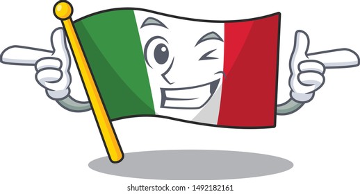 Wink italy flags placed in cartoon tables