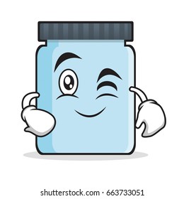 Wink jar character cartoon style vector illustration