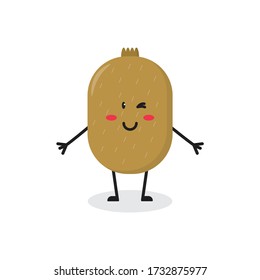 wink kiwi fruit cute character mascot vector design