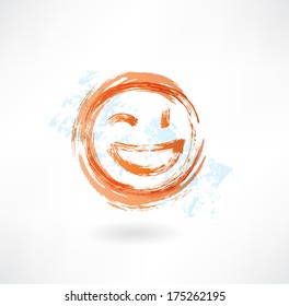 wink and laugh grunge icon