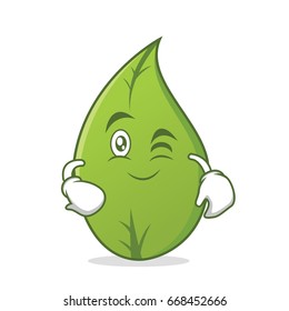 Wink leaf character cartoon art vector illustration