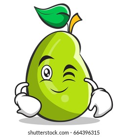 Wink mango fruit character cartoon vector illustration