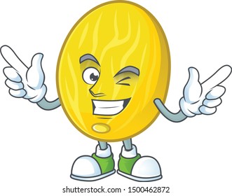 Wink melon cartoon character on white background