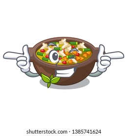 Wink minestrone is served in cartoon bowl