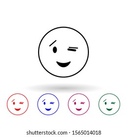 Wink multi color icon. Simple thin line, outline vector of emoji icons for ui and ux, website or mobile application