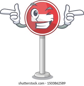Wink no entry on cartoon side of road