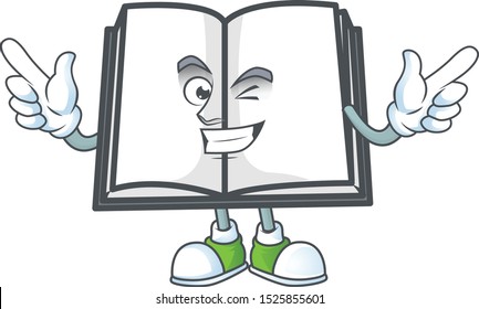 Wink open book with character mascot style