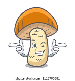 Wink orange cap boletus mushroom character cartoon