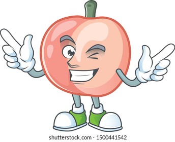 Wink peach character mascot for cute emoticon