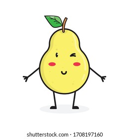 wink pear fruit cute character mascot vector design