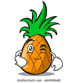 Wink pineapple cartoon character vector art