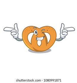 Wink pretzel character cartoon style