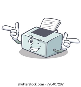 Wink printer character cartoon style