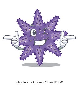 Wink purple starfish above cartoon coral reef