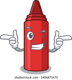 Wink red crayon in the character shape