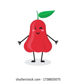 wink rose apple fruit cute character mascot vector design