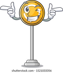 Wink roundabout ahead character isolated the cartoon