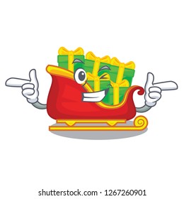 Wink santa claus sleigh in shape cartoon