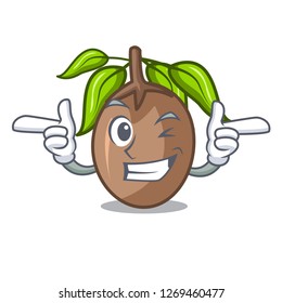Wink sapodilla fruit isolated on the mascot