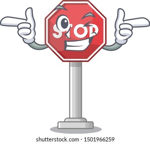 Wink sign stop cartoon side street mascot
