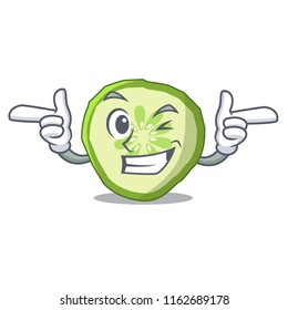Wink sliced cucumber hamburger ingredient character cartoon