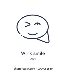 wink smile icon from user interface outline collection. Thin line wink smile icon isolated on white background.